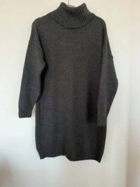 $90 Topshop Grey Turtleneck Sweater Dress Size US 6 - Picture 6 of 7